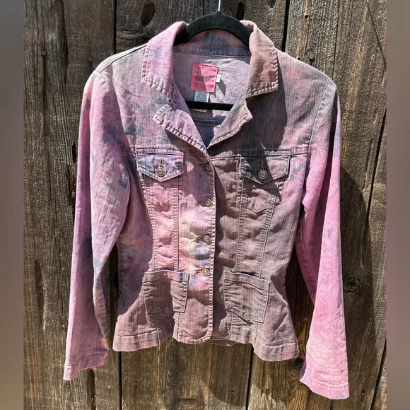 ND Division Purple Peace Tie Dye Denim Bohemian Hippie Jean Jacket - Picture 1 of 9
